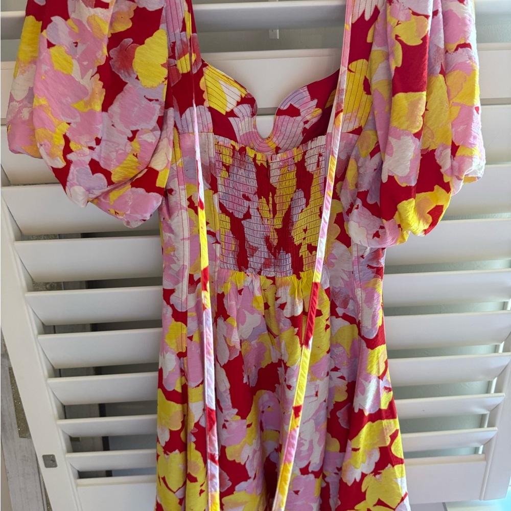 Anthropologie Red and Yellow Floral Kids Dress